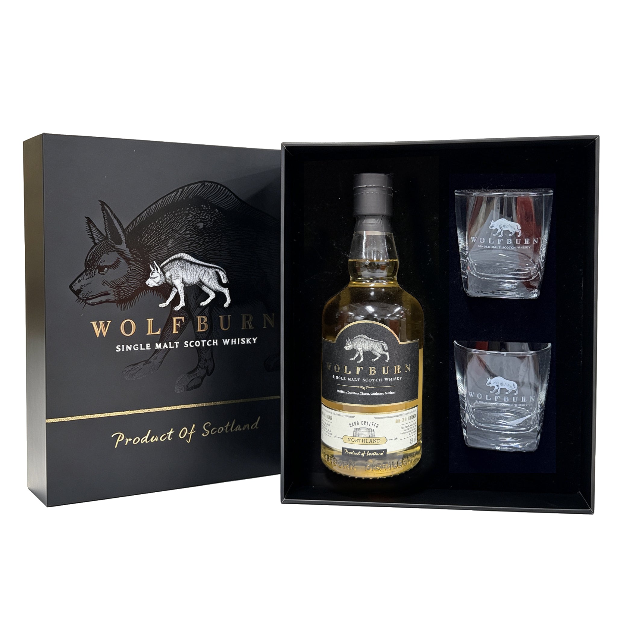 WOLFBURN SINGLE MALT SCOTCH WHISKY NORTHLAND GIFT BOX
